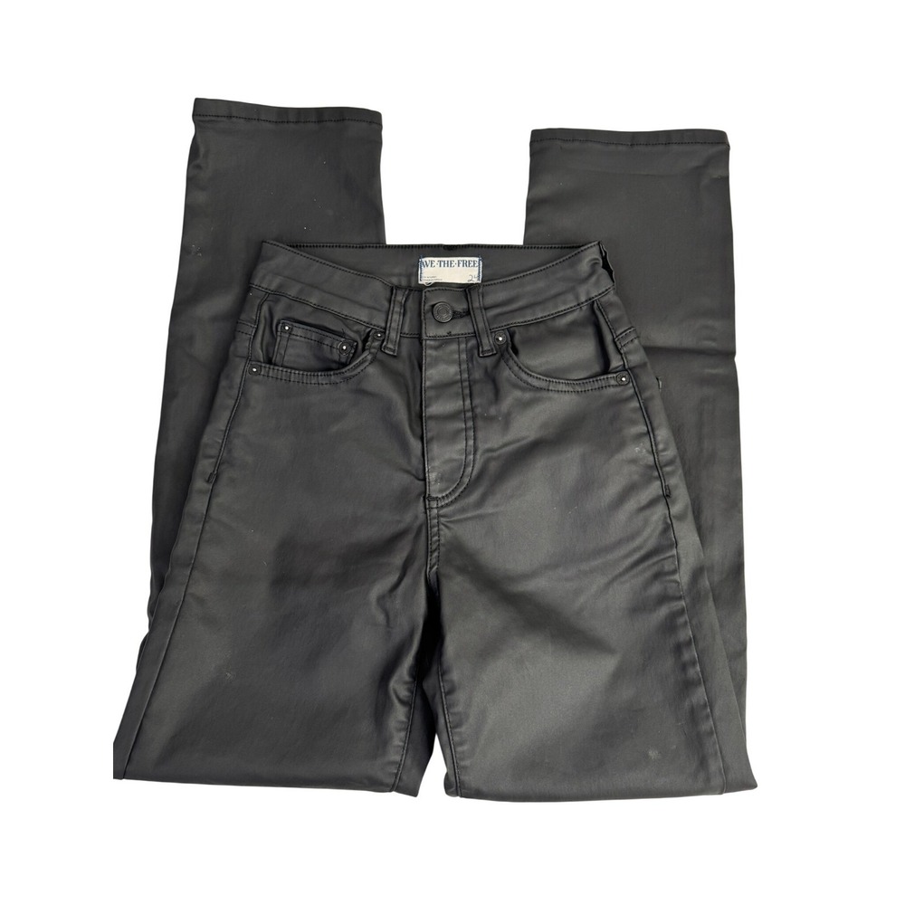 We The Free Pacifica High Rise Slim Straight Leg Faux Leather Y2K
